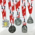 medaglie di calcio in lega di zinco 3D personalizzate con nastro